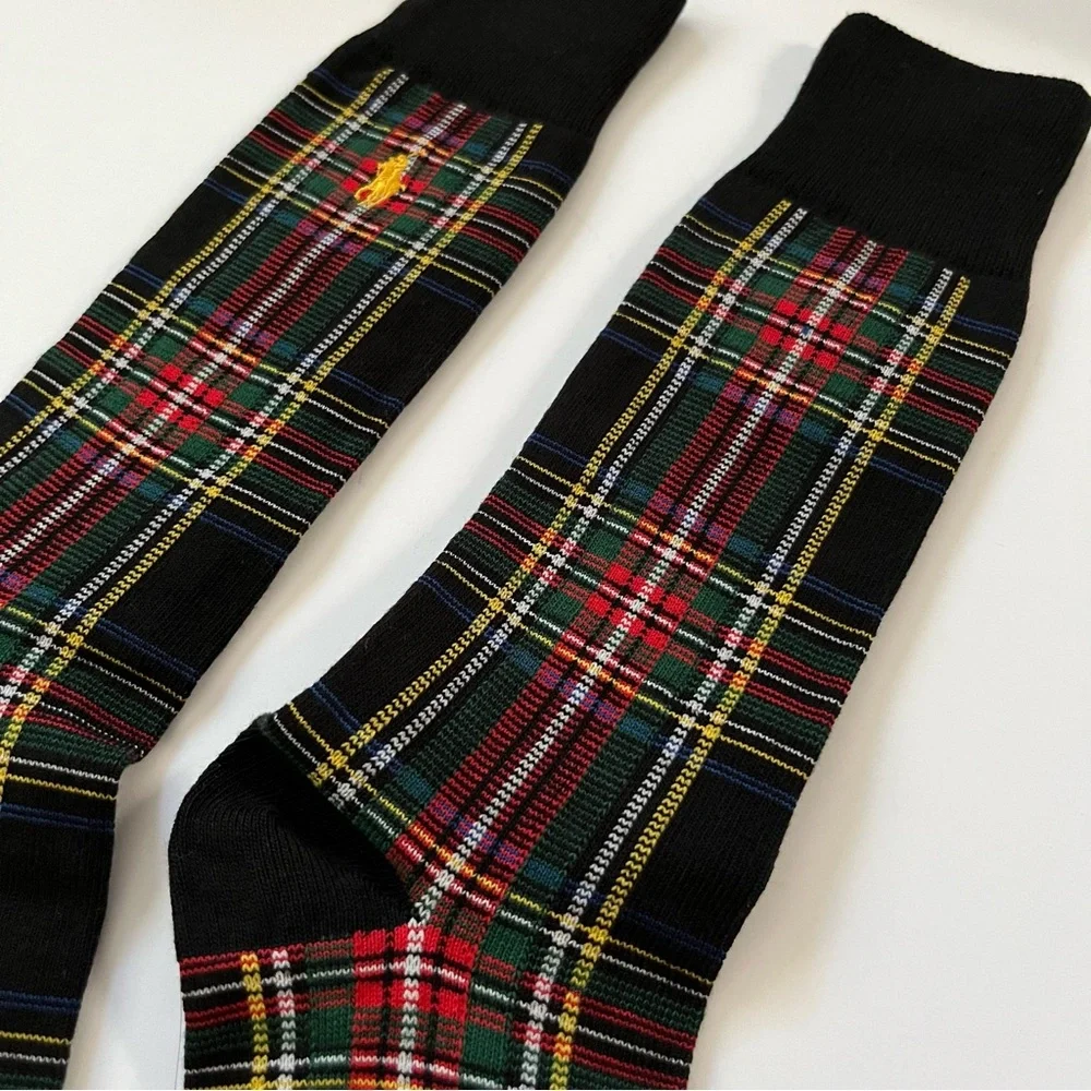 Ralph Lauren Plaid Black long Socks